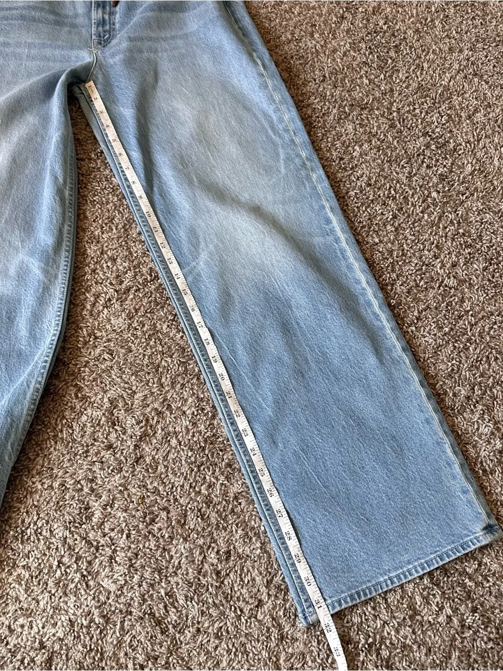 MOTHER Light Blue Straight-Leg Denim Jeans with Drawstring